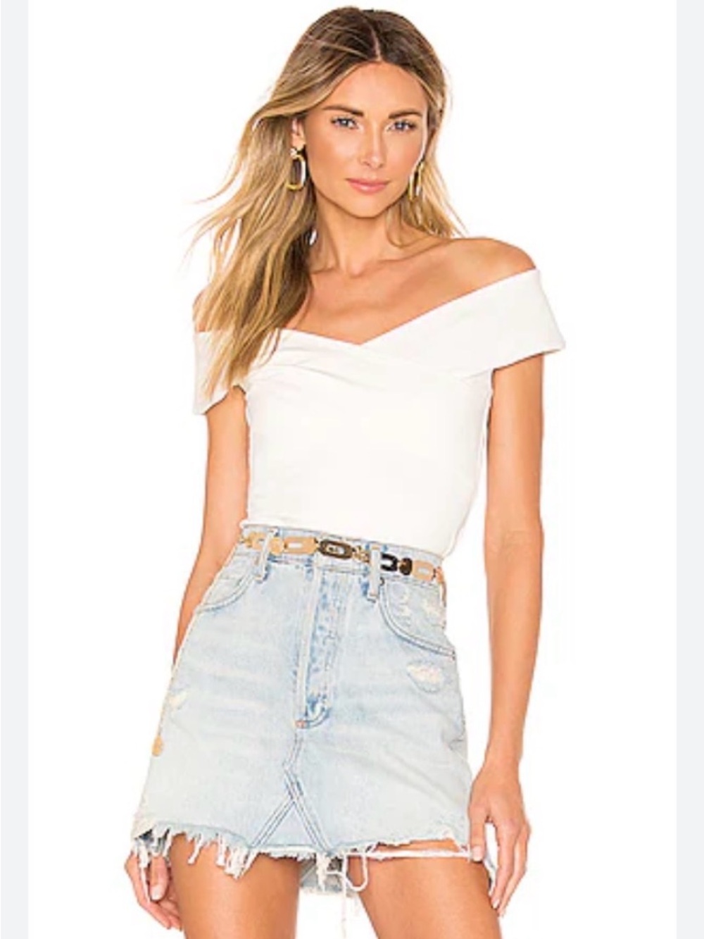 Superdown Women’s Liana White Cross Front Stretchy Soft Crop Top Size XS